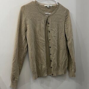 Boden Cardigan Sweater - cashmere - size 8 - gold with sparkle thread